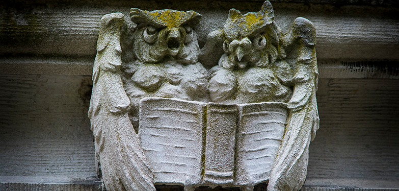 owls design on outside of the building